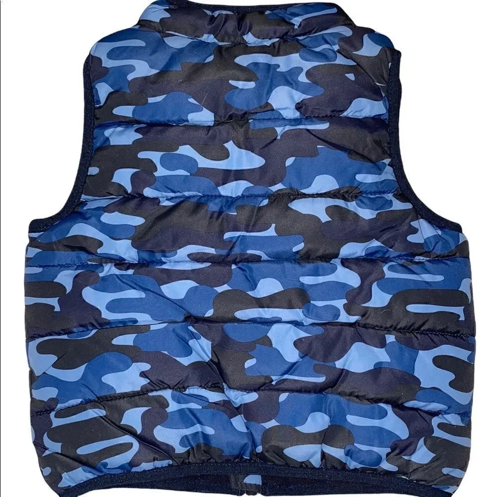 Gymboree Blue Camo Puffer Vest Water Resistant Toddler Boy 12-24 Months NWT